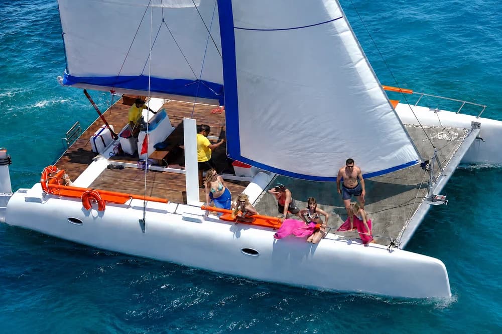 Guests relaxing on Blue Lagoon Catamaran.