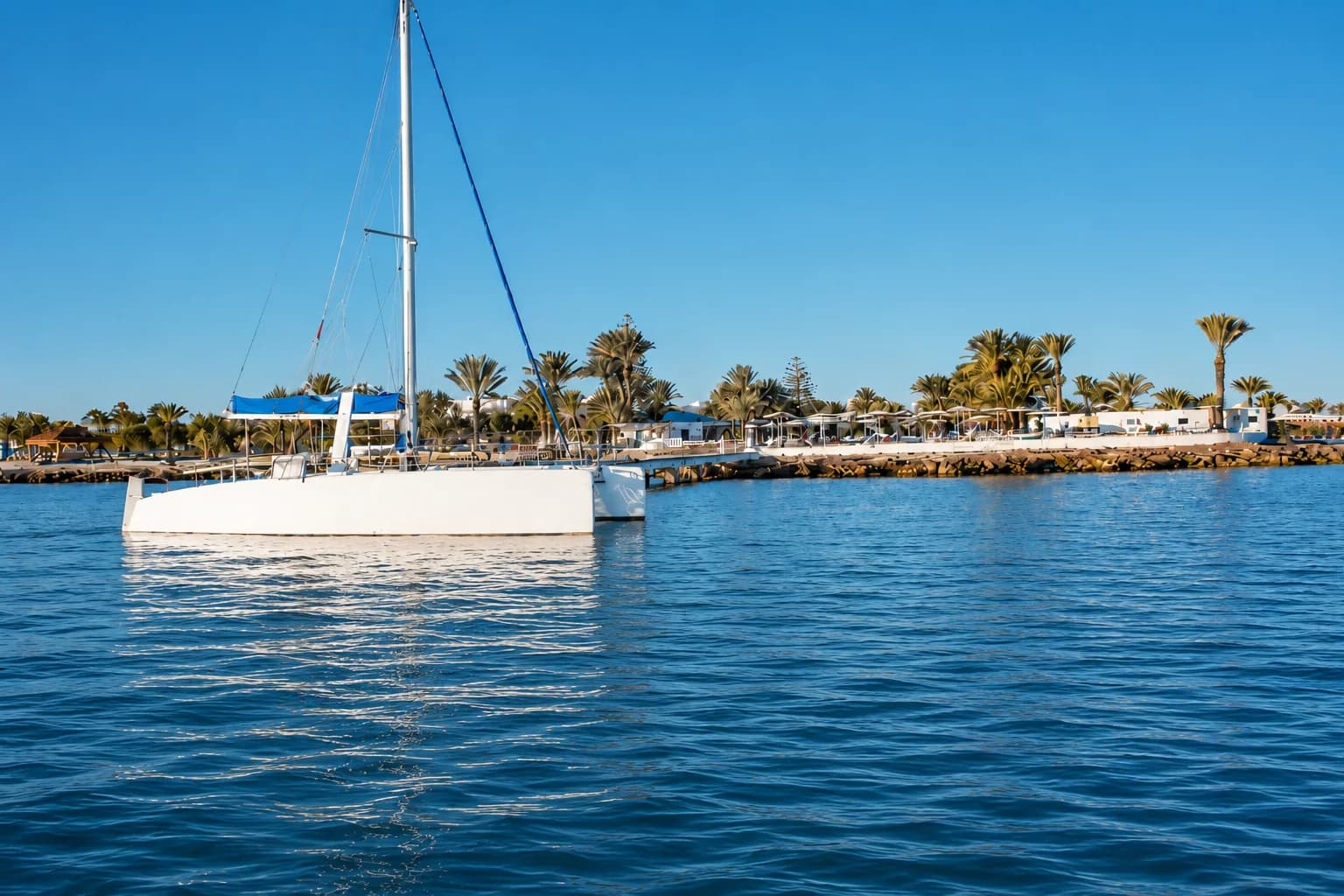 Catamaran departure near El Mouradi Djerba Menzel.