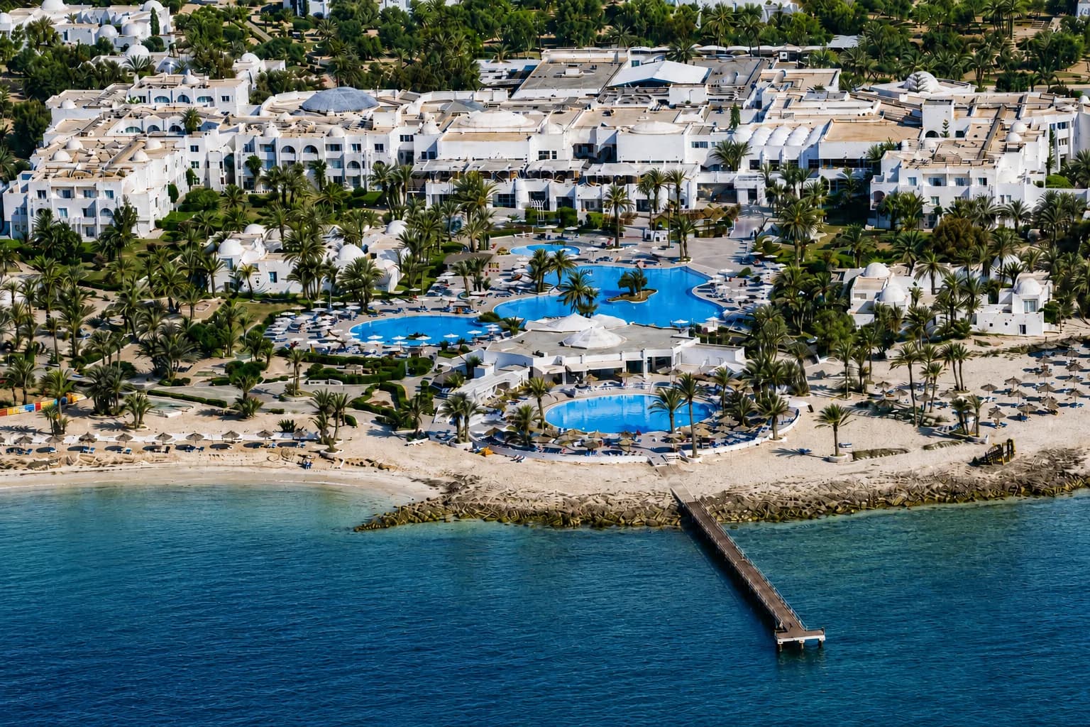 El Mouradi Djerba Menzel beach and pier.